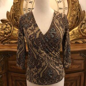I.N.C. Size PS. Nylon Stretch Diagonally Gathered Top. Flattering. Lined. B19
